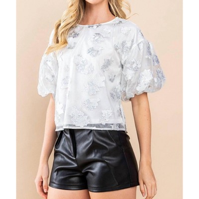Women's Floral Embellished Top - TCEC
