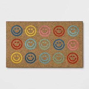 1'6"x2'6" Smiles Faux Coir Outdoor Doormat - Sun Squad™ - 1 of 3
