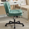 PU Leather Armless-Office Desk Chair with Wheels Cross-Legged for Home Office - 3 of 4