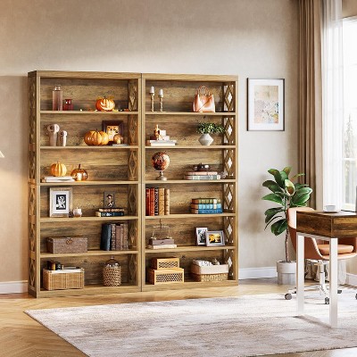 Tribesigns 74.8" Tall Bookcase, 7-Tier Industrial Bookshelf with Storage, Open Storage Shelves for Home Office, Living Room, Bedroom, Brown