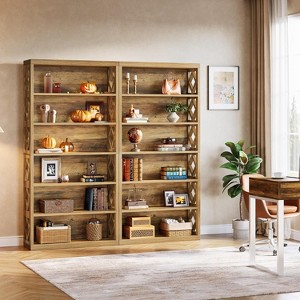 Tribesigns 74.8" Tall Bookcase, 7-Tier Industrial Bookshelf with Storage, Open Storage Shelves for Home Office, Living Room, Bedroom, Brown - 1 of 4