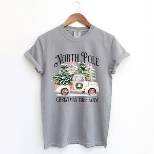 Simply Sage Market Women's North Pole Tree Farm Short Sleeve Garment Dyed Tee - 1 of 4
