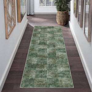 Low Pile Plaid Indoor Area Rug in Charcoal - Stain & Slip-Resistant Low Maintenance Washable Carpet - 1 of 4