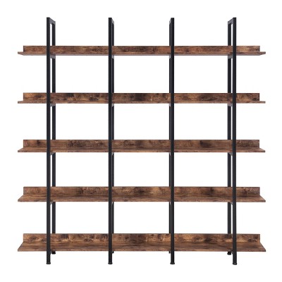 Maliang 5 Tier Bookshelf, Vintage Industrial Style Shelf, with MDF Board,