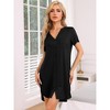 cheibear Women's V-Neck Front Button Down Short Sleeve Nightgowns - 2 of 4