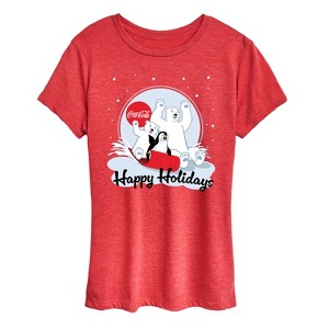 Women's - Coca-Cola - Happy Holiday Sled Short Sleeve Graphic T-Shirt - 1 of 4