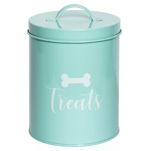 Park Life Designs 46 fl oz Jasper Treat Tin Dog Food Storage - Aqua Blue - 1 of 4