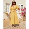 Coolmee Women Plus Size Casual Ruffle V Neck Short Sleeve High Waist Wrap Maxi Dress With Belt - 4 of 4