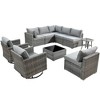 Ovios Venice 10pc Wicker Outdoor Patio Furniture Set Conversation Sofa Sectional with a Swivel Chair and Cushions - 2 of 4