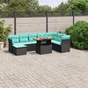 vidaXL 9 Piece Patio Sofa Set with Cushions Black Poly Rattan - 2 of 4
