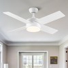 YUHAO 44 in. Indoor Modern Contemporary Matte White Plywood Blades Reversible DC Motor Ceiling Fan with Light and Remote Control - 2 of 4