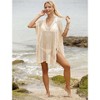 Clearlove Women's Plus Size Crochet Bikini Coverup Summer Short Sleeve V Neck Bikini Beach Dress - 4 of 4
