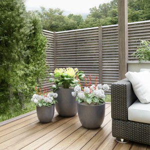 Nature Spring 3-Piece Fiber Clay Planter Pot Set - Gray - 1 of 4