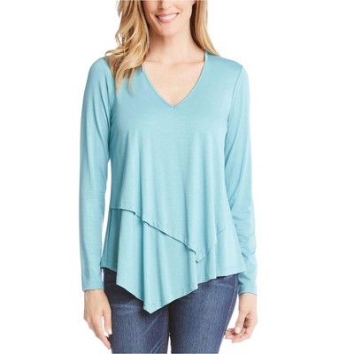 Karen Kane Womens Asymmetrical Pullover Blouse