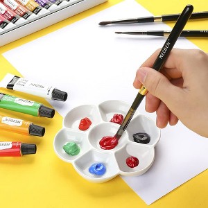 MEEDEN 7-Well Studio Porcelain Paint Palette Tray,Artist Mixing Colour Tray by 4-3/4 Inches for Watercolor Gouache Painting,Round,White - 1 of 4