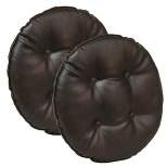 Gripper 14" x 14" Non-Slip Faux Leather Tufted Barstool Cushions Set of 2 - Dark Brown