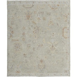 Gray and Brown Wool Floral Hand Knotted Area Rug - 1 of 4