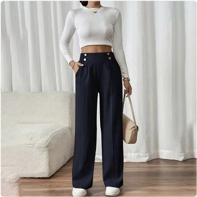 Wikineon Women's High-Waist Wide Leg Pants C Business Casual Trousers with Functional Pockets for Polished Comfort & Versatile Styling,beige, XXL Size