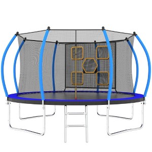 Jump Into Fun 12FT Outdoor Trampoline Equipped With 360-Degree Safety Net, Curved Poles, zipper door Recreational Trampoline for Kids and Adults - 1 of 4