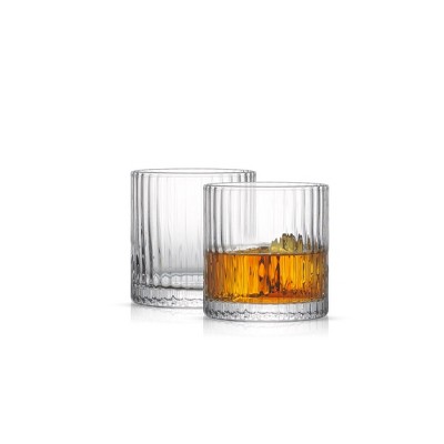 JoyJolt Elle Fluted Double Old Fashion Whiskey Glass - 10 oz Ribbed Scotch Glasses - Set of 2