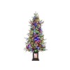 3FT Flocked Small Christmas Tree , Artificial Small Christmas Trees with Light, Multiple Pattern Bases, Outdoor Indoor for Winter Holiday Décor - 2 of 4