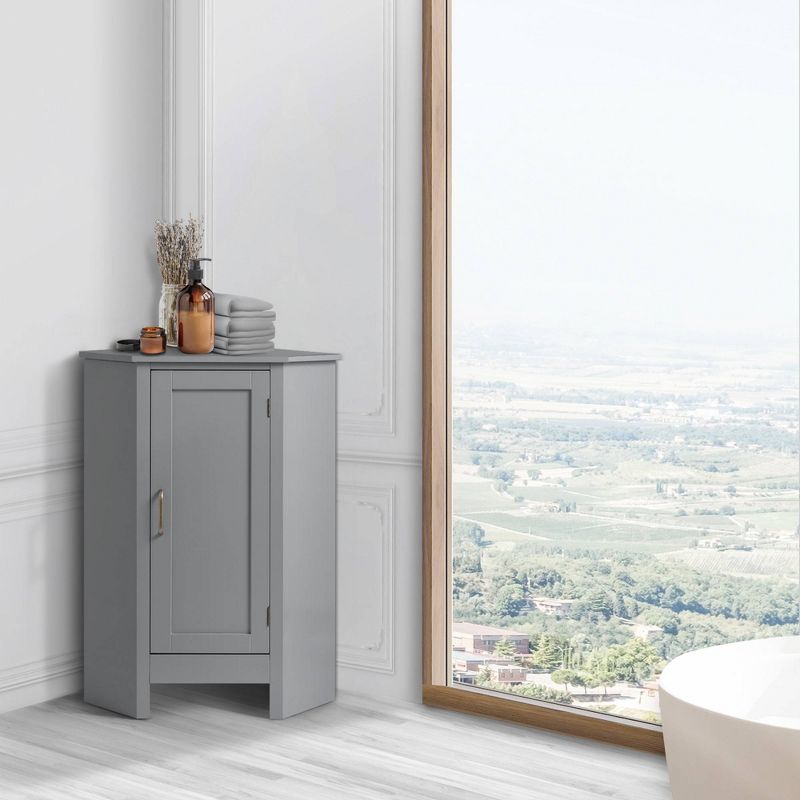 Mercer Mid Century Modern Wooden Corner Floor Cabinet Gray - Elegant Home Fashions, 2 of 9