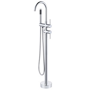 WOWOW 2-Handle Freestanding Tub Faucet with Hand Shower in Brushed Nickel - 1 of 4