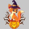 Men's Design By Humans Cute Witch Fox With Jack O Lantern Halloween Shirt By thebeardstudio T-Shirt - 2 of 4