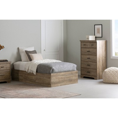 Weathered Oak Twin Captain's Bed with 3 Storage Drawers