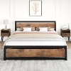 Bed Frame, Industrial Full Bed Platform Frame with Heavy Duty Steel Slat, No Box Spring Needed Easy to Assemble, Rustic Brown - 3 of 4