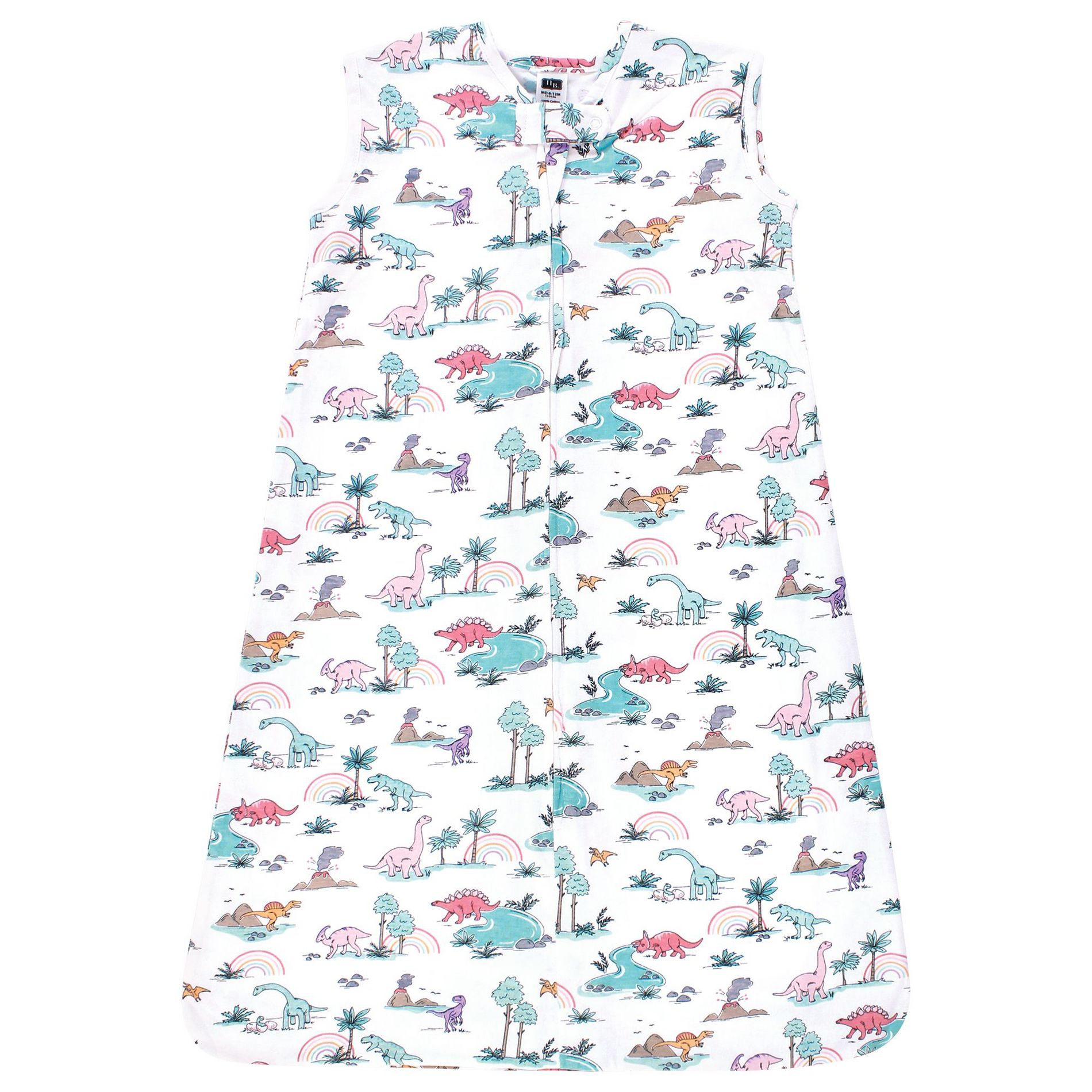 Hudson Baby Infant Girl Cotton Sleeveless Wearable Sleeping Bag, Sack, Blanket, Pink Dinosaur Adventures, 6-12 Months