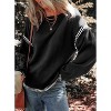 BLUEMING Womens Sweaters Fashion Crewneck Loose Long Sleeve Casual Contrast Cable Knit Pullover Sweater Tops - 3 of 4