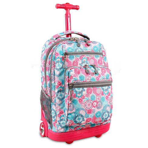 JWorld Lollipop 16 Rolling Backpack with Lunch Kit - Pink/Blue