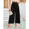 Women High Waisted Wide Leg Pants Flowy Pants Loose Fit Elastic Waist Pleated Trousers Comfy Elegant Business Casual Straight Leg Pants - 3 of 4