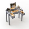Gulches Sleek Grey Vanity Table with LED , Flip-Top Mirror and 2 Drawers, Jewelry Storage for Women Dressing - 2 of 4