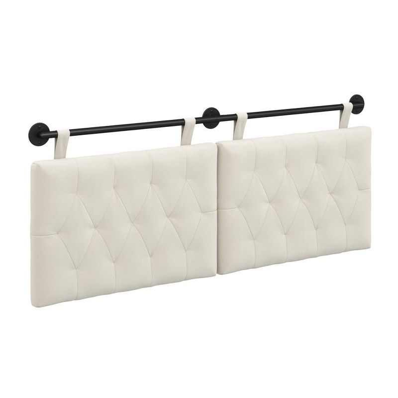 Full/Queen Remi Diamond Button Tufted Kids&#39; Headboard Cloud White - Nathan James, 2 of 8