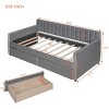 Twin Size Upholstered Daybed with Storage Drawers and Vertical Backrest, Velvet Sofa Bed for Kids or Guest Room-Baofuwish - 4 of 4