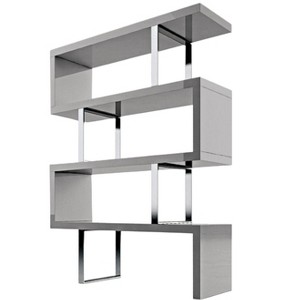 HomeRoots 67" Gray And Silver Metal and Wood Three Tier Etagere Bookcase - 1 of 4