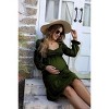 Coolmee Women's Maternity Long Sleeve Dresses Fall Square Neck Smocked Ruffle A Line Flowy Midi Dress - 3 of 4