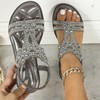 Clotth Women's Floral Flat Sandals - Elastic Strap for Summer Beach, Sparkling Jeweled Bohemian Flats,Sandals with Non Slip Shoes - 2 of 4