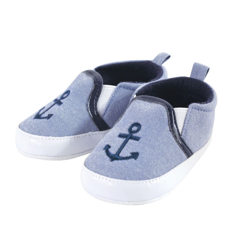 Hudson Baby Infant Boy Cotton Bodysuit, Shorts and Shoe 3pc Set, Blue Sailor Whale, 3 of 6