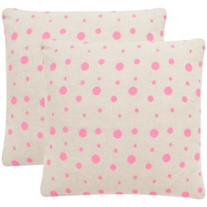 Candy Buttons Pillow (Set of 2) - Pink Sugar - 20"X20" - Safavieh - 1 of 4