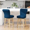 Dyonery Solid Wood Swivel Counter Upholstered Bar Stool 26.8" Height Set of 2 Barstools with Back & Arms for Kitchen Island,Home Bar - 3 of 4
