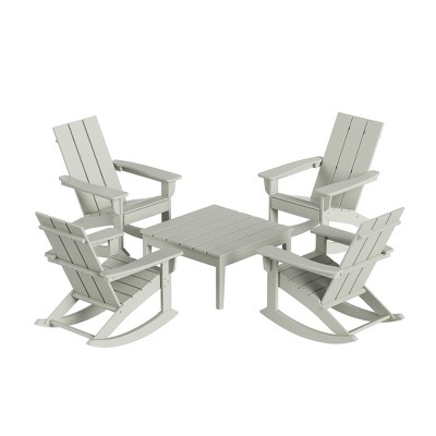 WestinTrends 5-Piece Modern Adirondack Outdoor Rocking Chair with Side Table Set