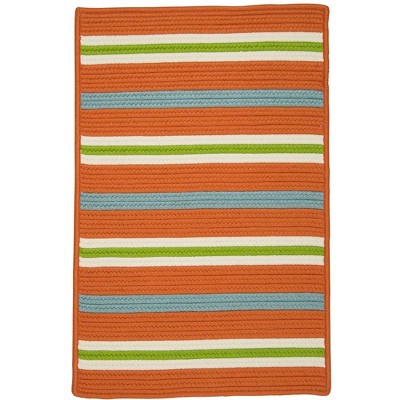 Colonial Mills Painter Stripe Braided Rug, Tangerine 5'x7', Rectangle Shape