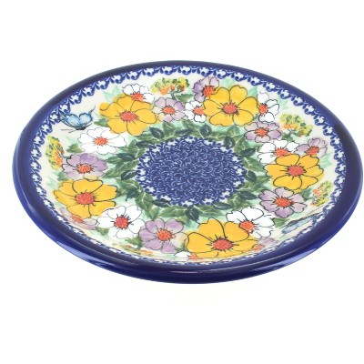 Blue Rose Polish Pottery Pastel Garden Dinner Plate