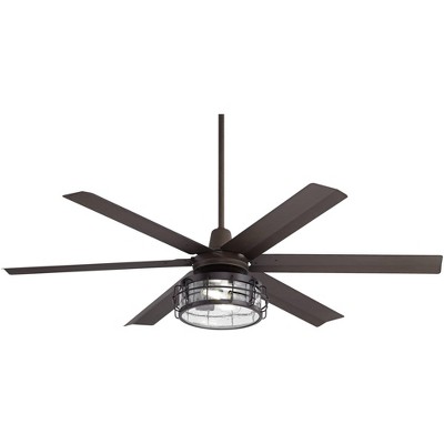 Casa Vieja 60" Turbina Max DC Bronze Seedy Glass Drum LED Ceiling Fan