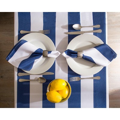 Nautical Blue and White Striped Polyester Outdoor Tablecloth 60" x 120"