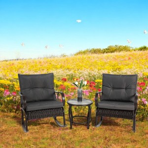 3-Piece Patio Furniture Set with Rocking Chairs and Coffee Table – Outdoor Rattan Bistro Set for Garden, Poolside, or Balcony - 1 of 4