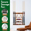 ISZY Billiards Wooden Wall Mounted Pool Cue Accessories Billiard Ball and Stick Holder Rack, Holds 6 Pool Cues and Full Set of Balls - 3 of 4